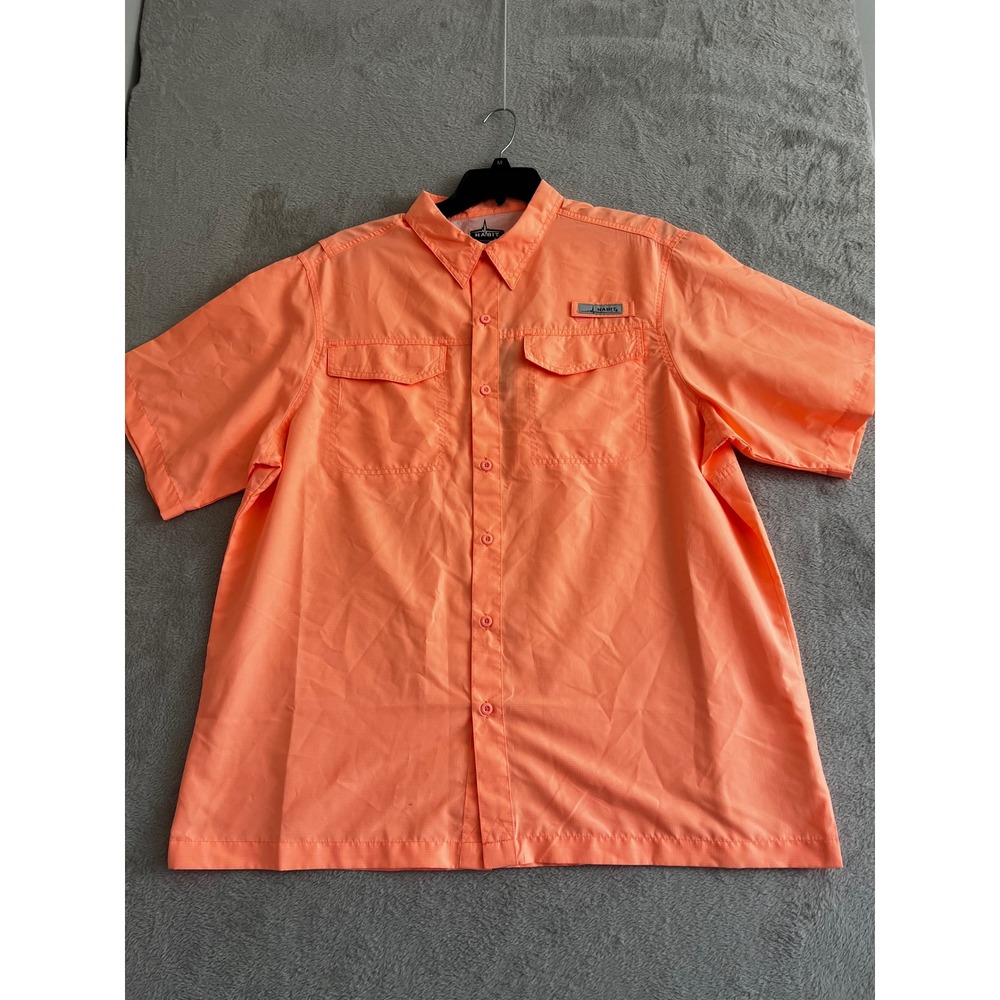 Habit Mens White Rock Short Sleeve Fishing Shirt‎ Spiked Peach XL UPF 40+ TS1326